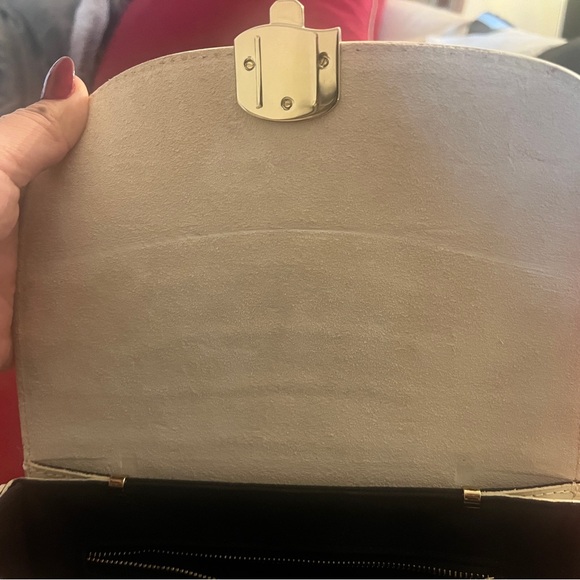 Sezane Milo Mini Classic Bag  Ecru Croco Print w/ Gold Chain Strap - Picture 9 of 12